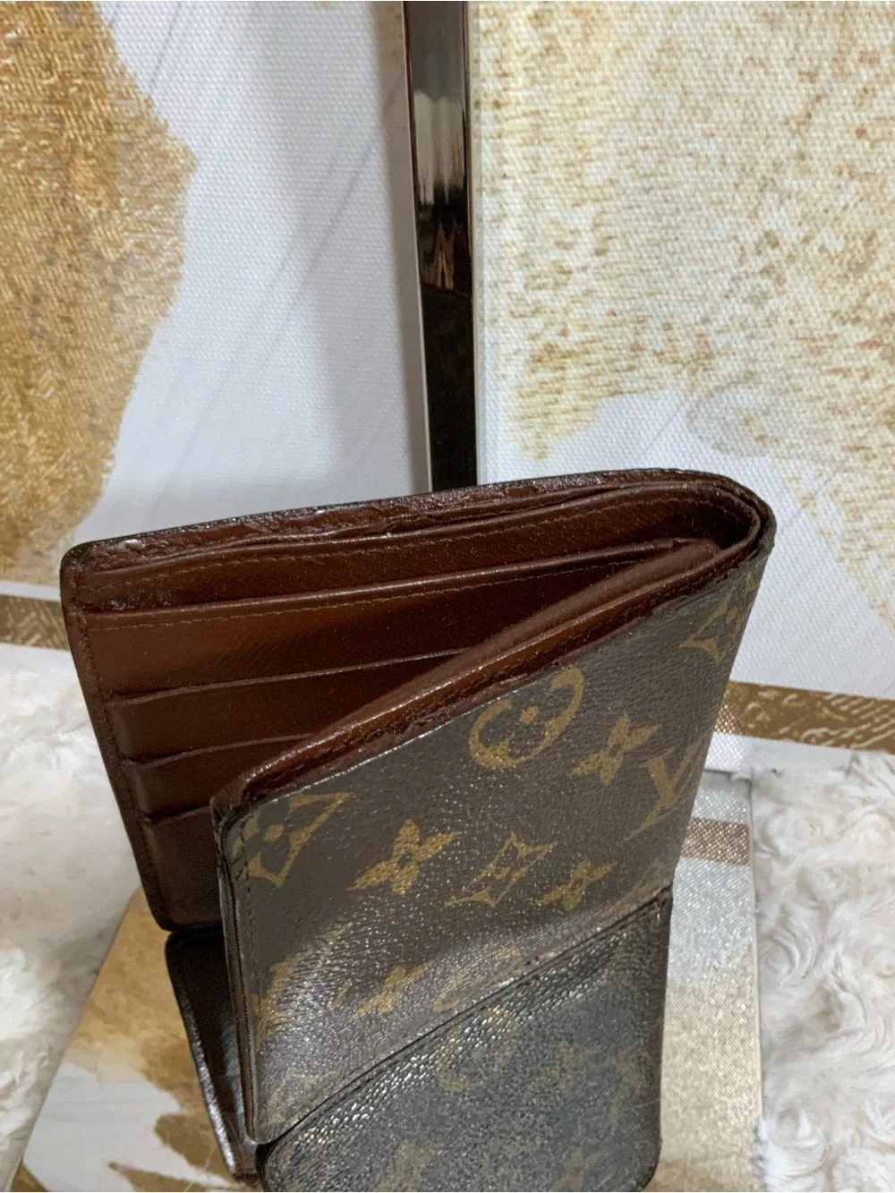 EUC Louis Vuitton Monogram Canvas Wallet in Brown and Gold